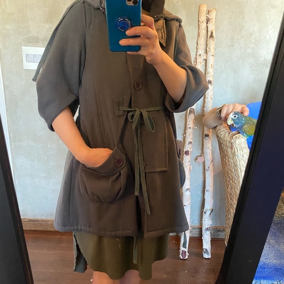 Hooded trench jacket grey sweatshirt - Picture 4 of 6